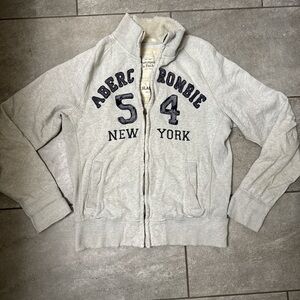 Abercrombie & Fitch Light Gray Zip-Up Hoodie